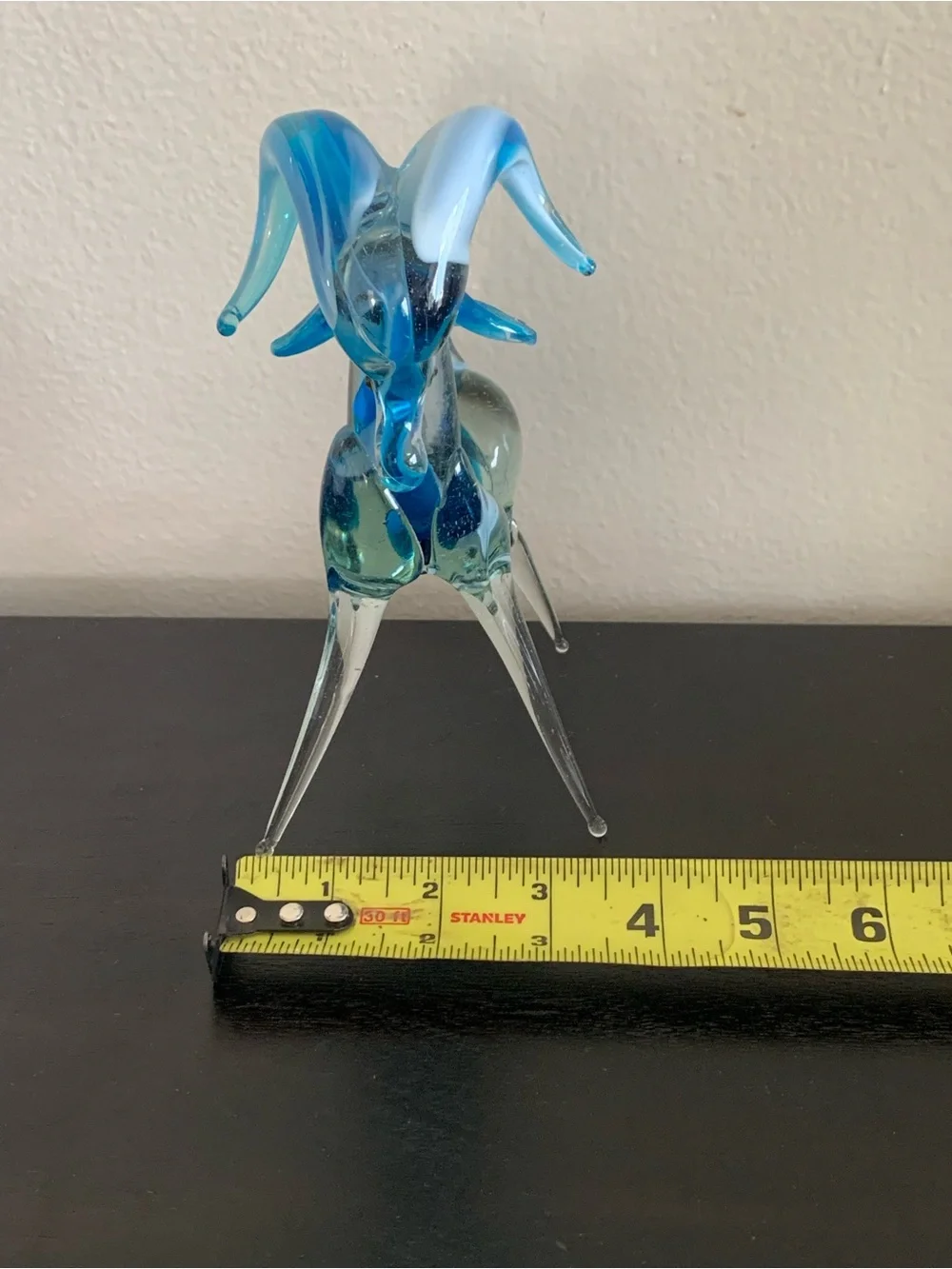 Murano-style Hand Blown Mexico Art Glass Antelope Gazelle Ram Big Horn Figurine